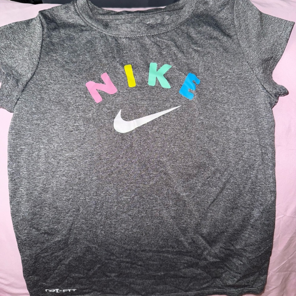 Nike Gray Short Sleeve Tee with Colorful Logo